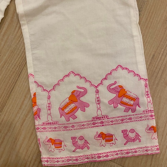 Roberta Roller Rabbit White and Pink Elephant Pajama Bottoms - Picture 2 of 5